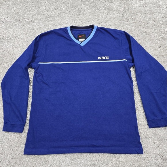 Vintage Nike‎ Shirt Mens Medium Blue Long Sleeve Spellout Pullover Sweatshirt - Picture 2 of 14